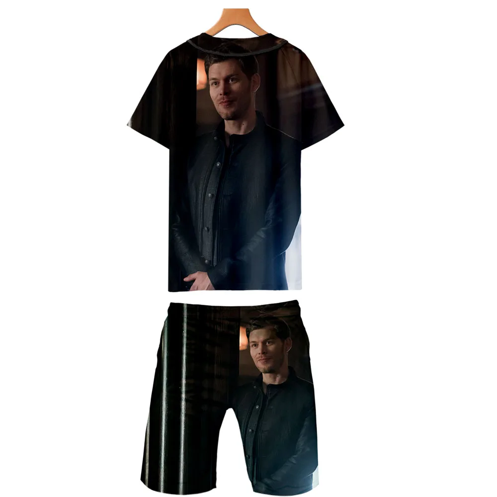 Коллекция года, НОВАЯ тонкая модная футболка с 3D принтом niklaus mikaelson+ Пляжные штаны в стиле хип-хоп тонкий летний костюм из двух предметов