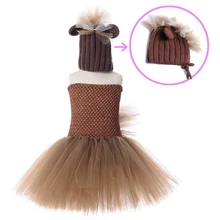 Little Horse Tutu Christmas Dress for Girl Dress Spring Girl Tulle Knee Length Dress with Hat Girls Animal Pony Unicorn Dress 8Y knee length blush pink flower girl dresstiered tulle cupcake toddler infant tutu girl birthday dress