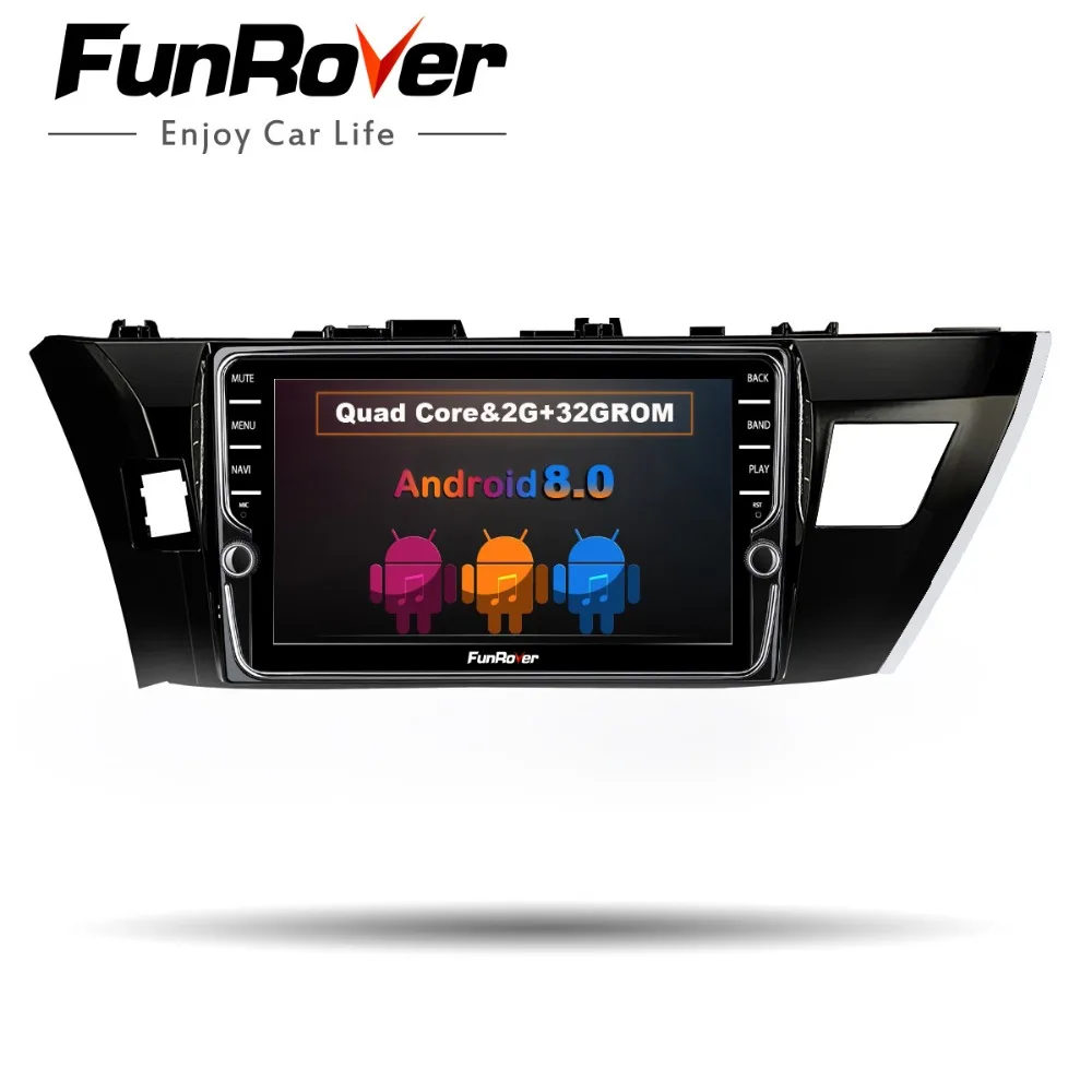 Funrover android 8,0 автомобильный dvd 2 din мультимедийный плеер для Toyota corolla 2014 2015 навигации руль управление FM gps Wi Fi