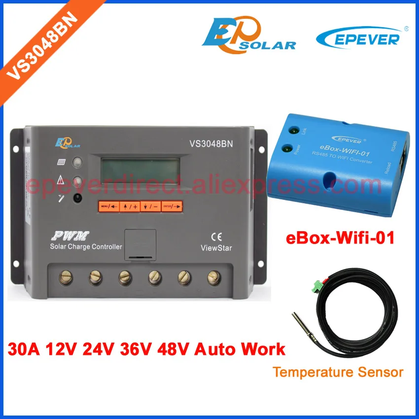 

PWM EPEVER EPSolar regulator for solar battery system use Controller VS3048BN 12v/24v/36v/48v work 30A with temperature sensor