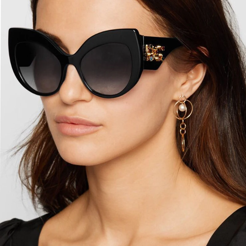 

ROYAL GIRL Cat Eye Sunglasses Women 2019 Brand Designer Oversize Eyewear Retro Diamond Decoration Frame Oculos UV400 SS356