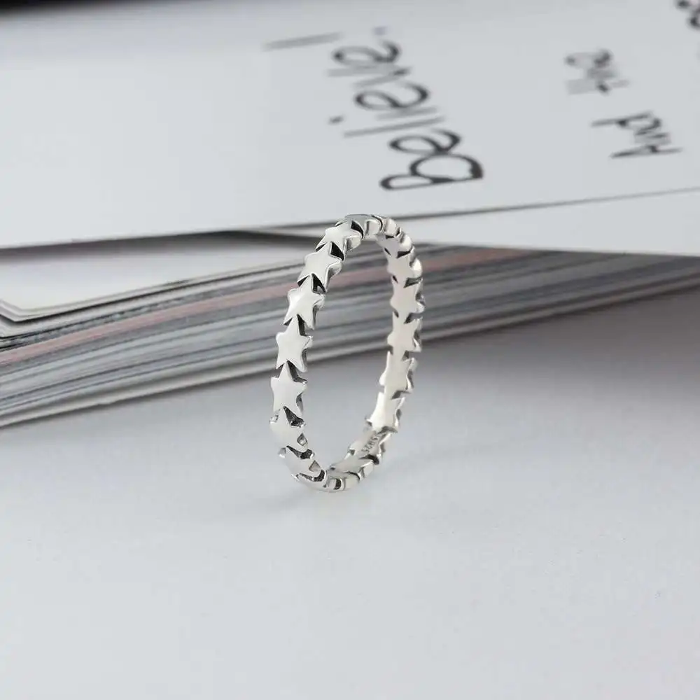 Fashion OL Style Star Shape Finger Ring Genuine 925 Sterling Silver Rings For Women Party Gifts Jewelry (JewelOra RI102869)