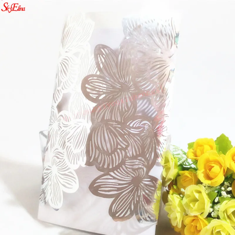 Bright Silver 1/10/30Pc Laser Cut Wedding Invitations Card Vintage Wedding Bridal Shower Gift Greeting Pearlscent Paper Card Party Supplies 6z - Цвет: Bright Silver