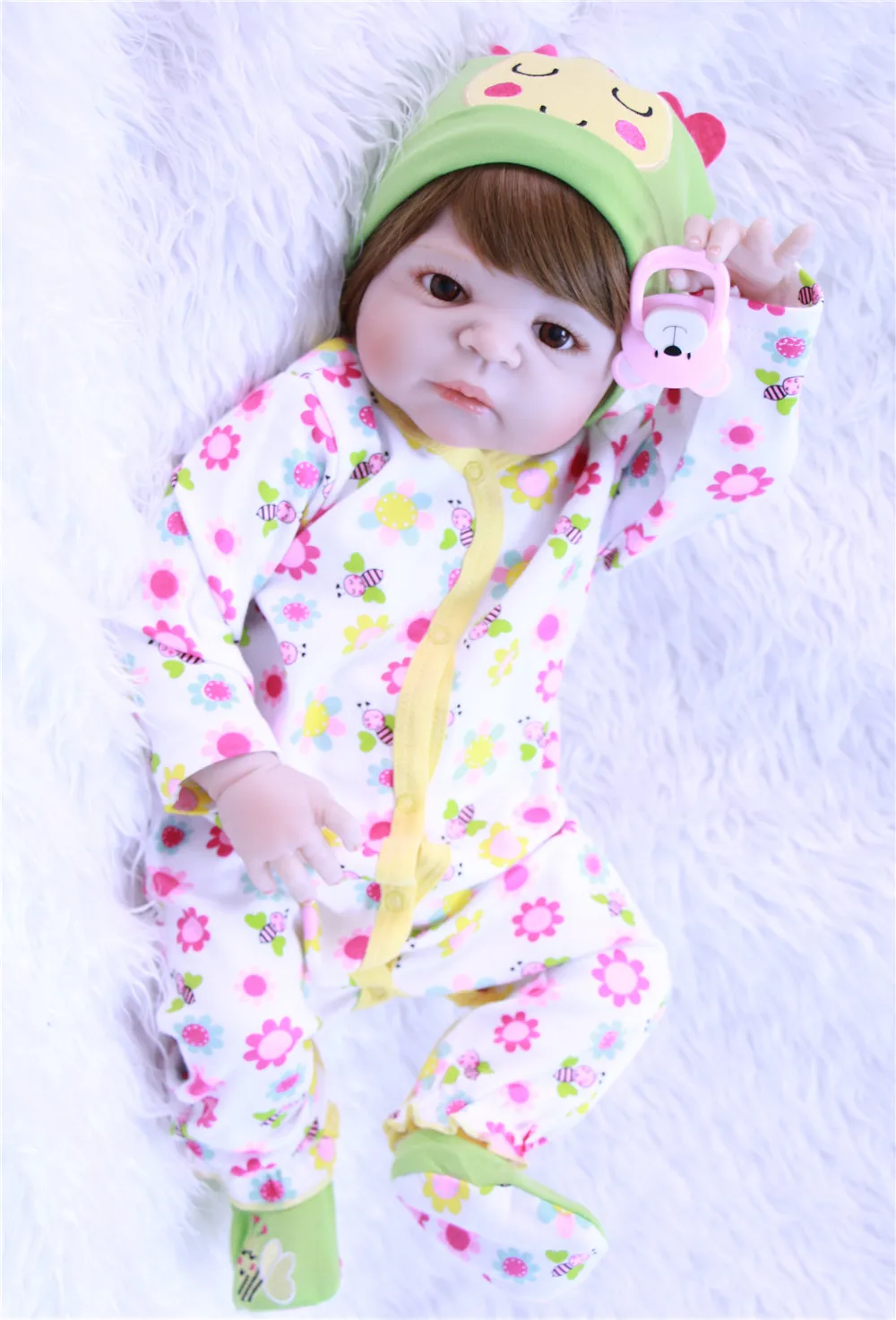Девушка карие глаза Bebe 55 см полный Средства ухода за кожей силикона Reborn Baby Doll Игрушечные лошадки реалистичные детские-кукла реборн детские подарок на день рождения bonecas