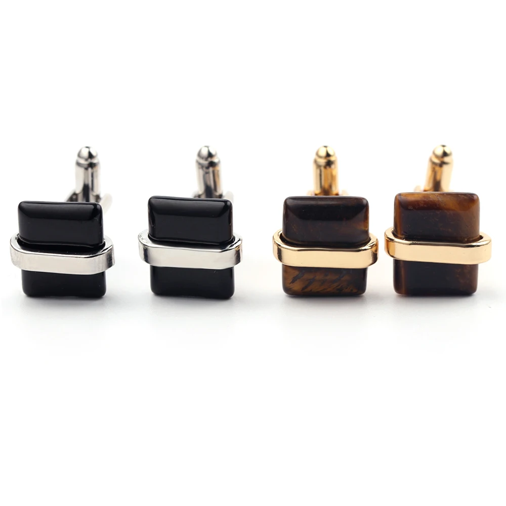 

Exquisite Rectangle Square Cufflinks For Elegant Mens Shirt Black Brown Cuff Formal Dress Party Cufflink Buttons Jewelry Unisex