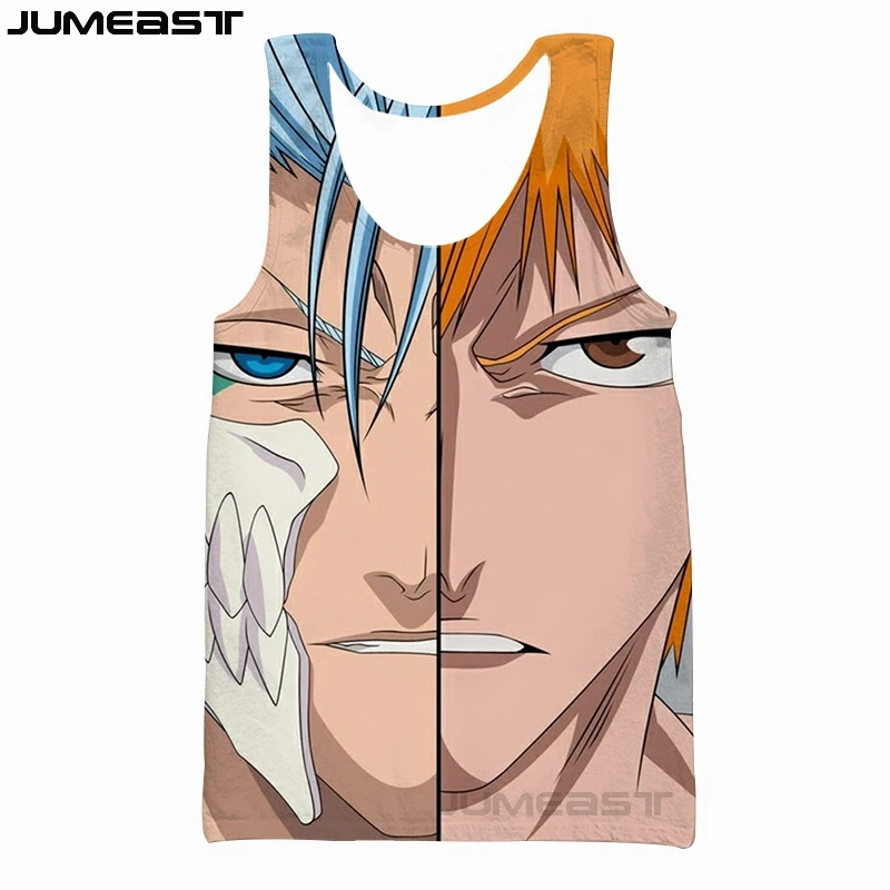 Jumeast бренд Для мужчин/Для женщин 3D печатных мультфильм Аниме Bleach майка с коротким рукавом Новая мода спортивный пуловер Лето Танк Футболки