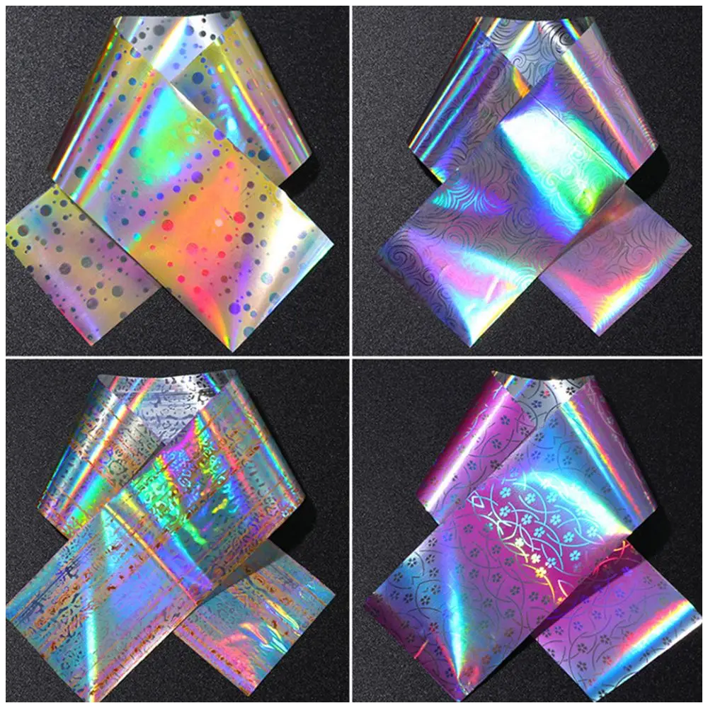 

16pcs Holographic Nail Foil Set Laser Nail Foil Pink Flower Nail Art Decal Manicure Transfer Sticker Water Slide Nail Art Decal