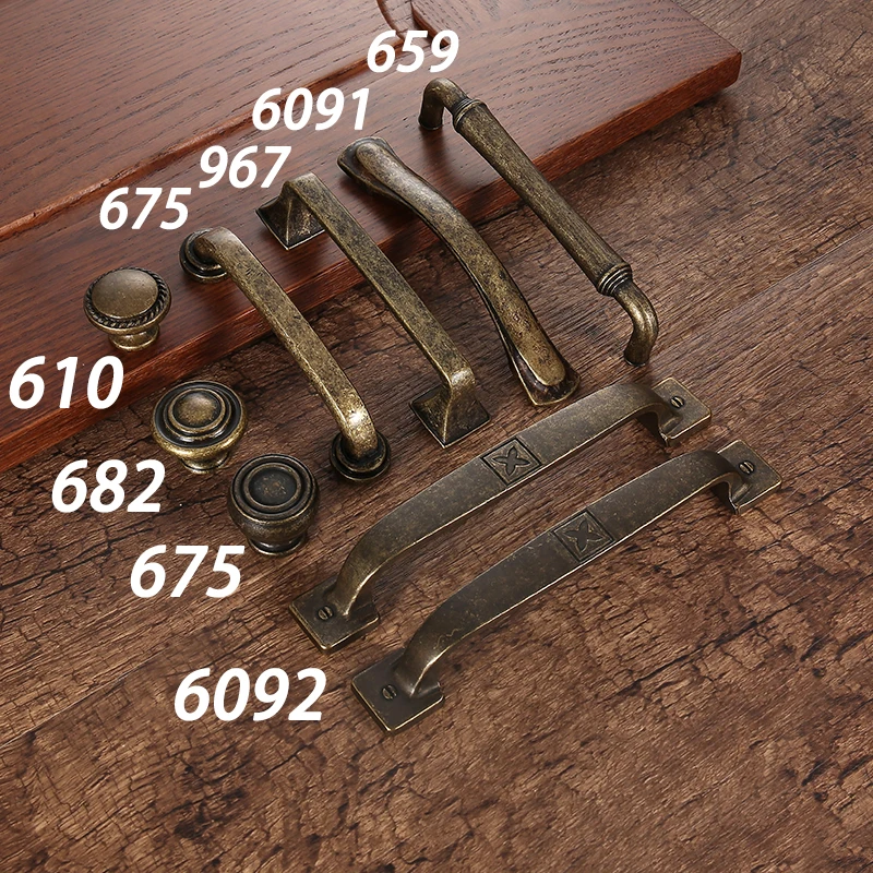 AOBT Retro Metal Antique Brass 96mm 128mm Kitchen Cabinet Door Handle Furniture Drawer Knobs Wardrobe Cupboard Pulls Handles 610