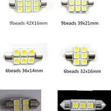 10 шт./партия 5050SMD led с двойным острым носком 31-42 мм с двумя концами наконечник для чтения свет номерного знака свет крыша лампа светодиодная лампа