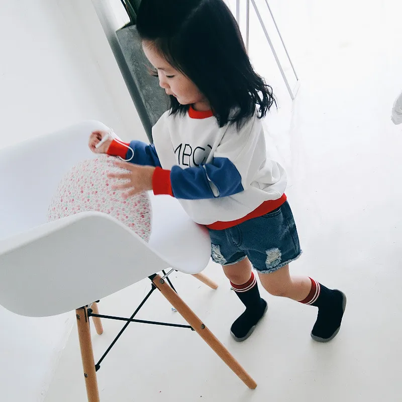Baby Girl T-shirt Autumn Cotton Long Sleeve Korean Style Kids  T shirts Hole Stitching Color Baby Tops With High Quality Joker