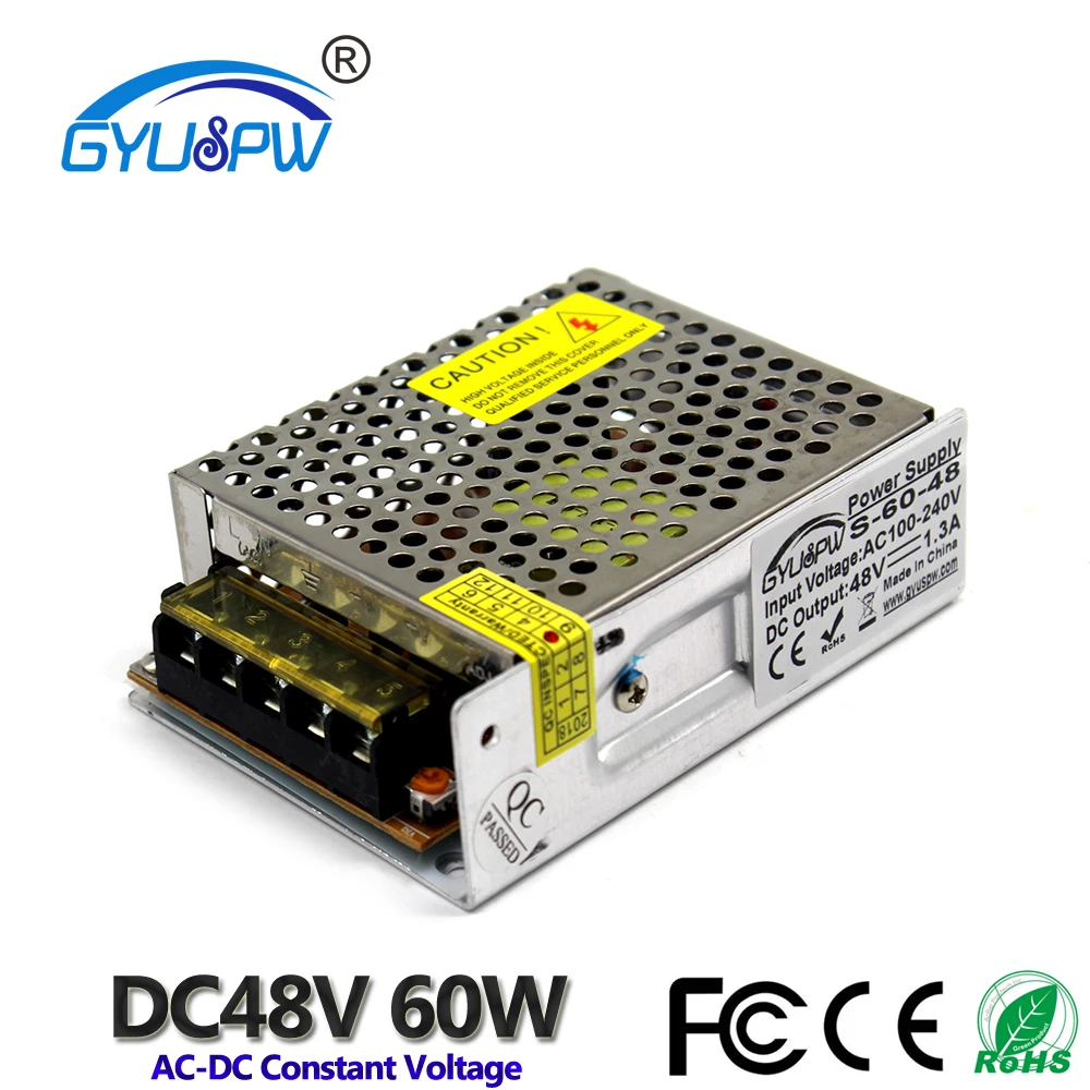 Коммутации Питание DC 48 В 1.3A 60 Вт Источники питания трансформатор AC100-240V Вход к DC48V SMPS для Светодиодный Освещение ЧПУ 3D принт