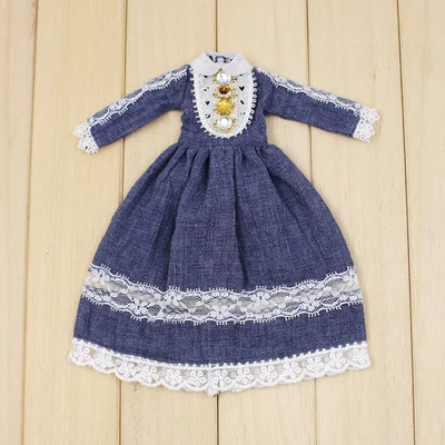 Одежда для 1/6 Блит Кружева длинное платье 7 цветов - Цвет: Blue