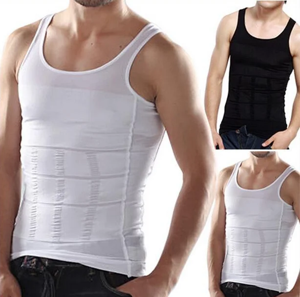 2 Packs White and Black Men Slim Body Lift Shaper Belly Fatty BUSTER Underwear Vest Corset Compression Slimming Body Shaper