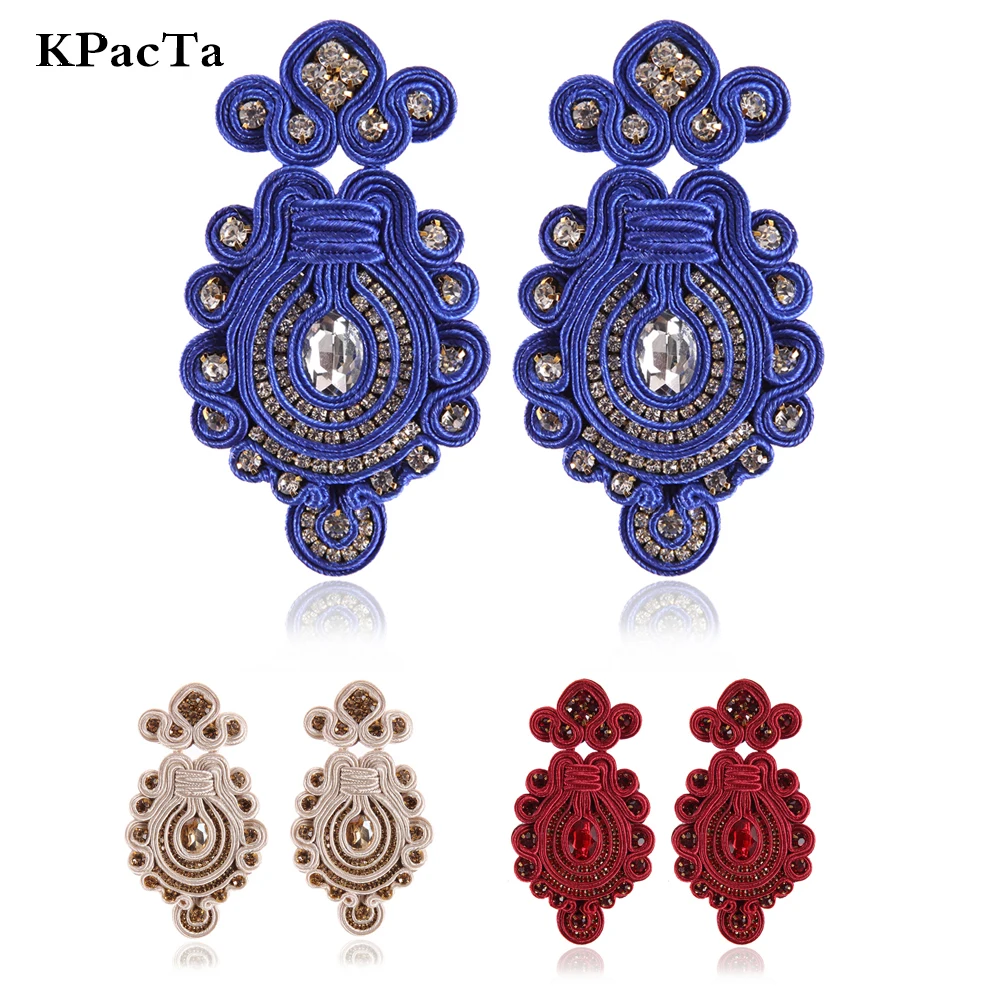 

KPacTa Fashion Soutache Handmade Big Drop Earrings Ethnic Style Jewelry Women Popular Dinner Party Accessories Earring Oorbellen