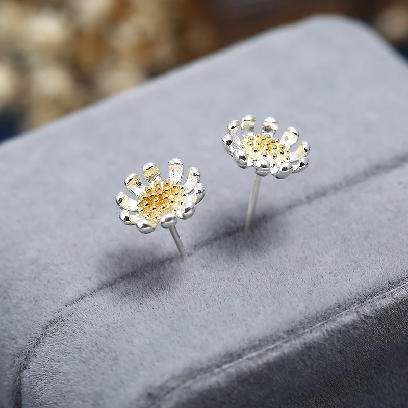 

925 Sterling Sliver Stud Earrings For Women Cherry blossom flower Small daisy Earring Earings Fashion Jewelry Silver 925 Jewelry