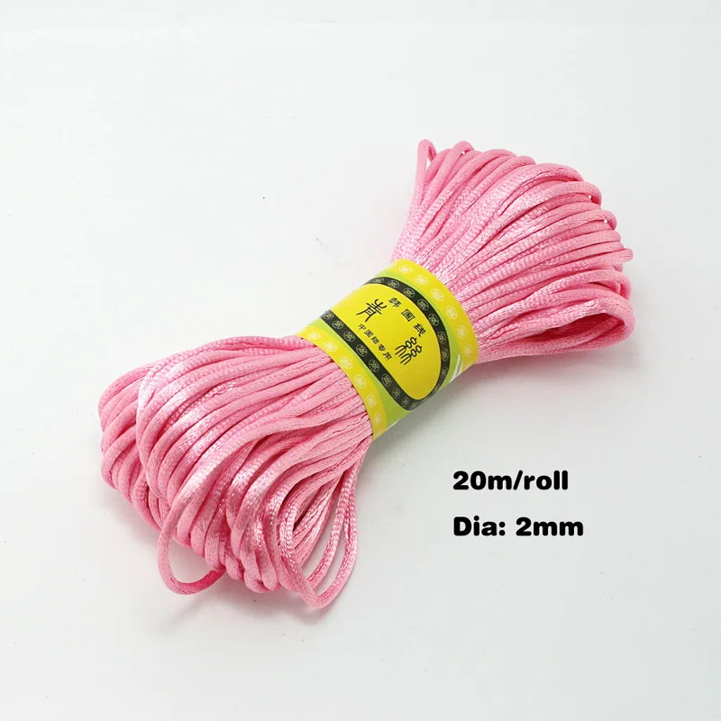 20 м Мягкая атласная трещотка шелковый шнур макраме нейлоновая нить для DIY браслет ожерелье ювилирные изделия фурнитура Аксессуары 2 мм - Цвет: pink
