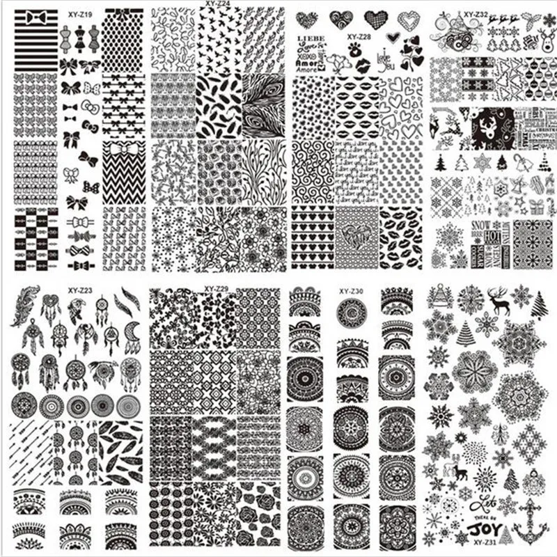 

USPS Nails Art Stamping Template DIY Nail Latest 32 Styles Art Stamp Template Image Plates Polish Stamping Decal Nail Powder#10