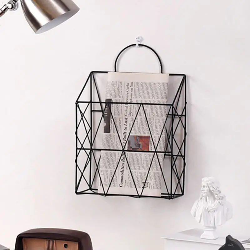 buy Hanging Storage Shelf Nordic Style Gold Black White Magazine File Book Rack Desktop used for Office Home
