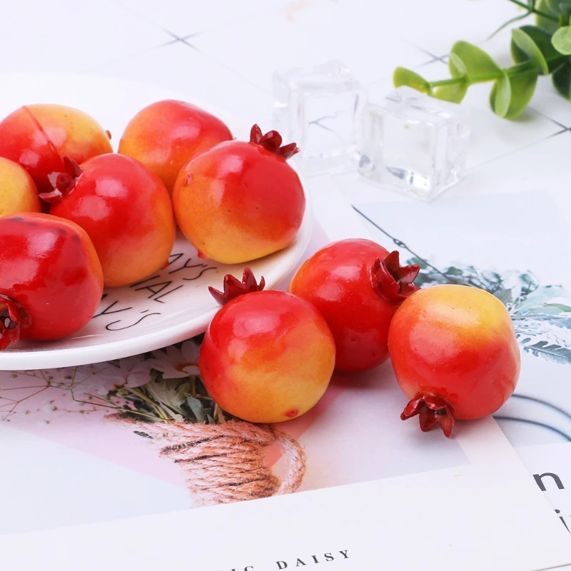 Artificial Fruits and Vegetables 20pcs Lifelike Simulation Artificial Pomegranate Fake Fruit Home Party Decor Photography Props