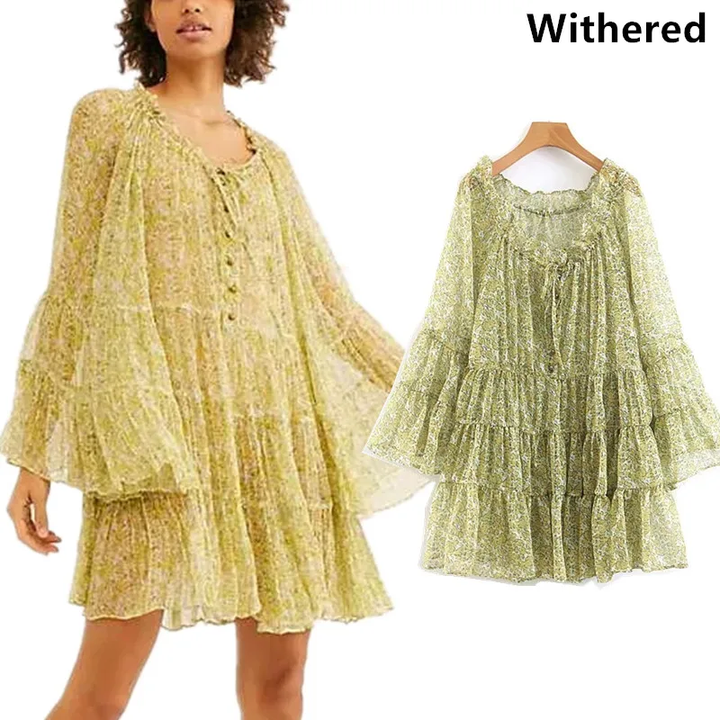 

Withered 2019 summer dress women vestidos v-neck chiffon mini ruffles vestidos de fiesta party dress 2 pieces set