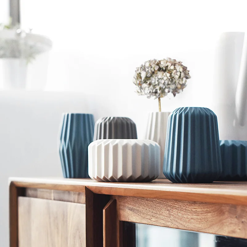 European Style Geometry Ceramic Vase Home Decoration Accessories Modern Tabletop Flower Bottle Creative Wedding Flowerpot or | Дом и сад