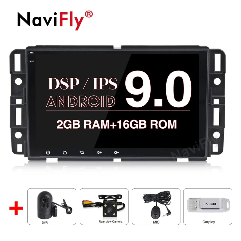 

NaviFly 8" IPS DSP Android 9.0 for Chevrolet Traverse Tahoe Suburban GMC GPS navigation radio FM RDS stereo multimedia player