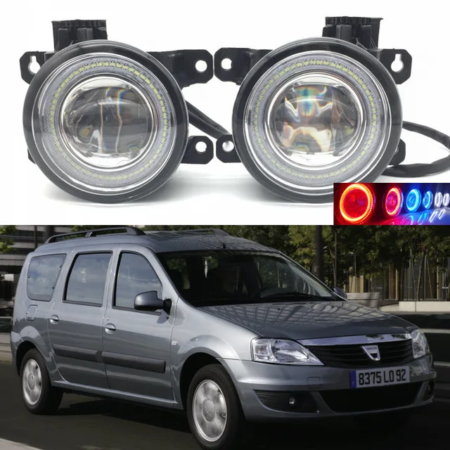 For Dacia Logan MCV 2007 2017 2 in 1 LED 3 Colors Angel Eyes DRL