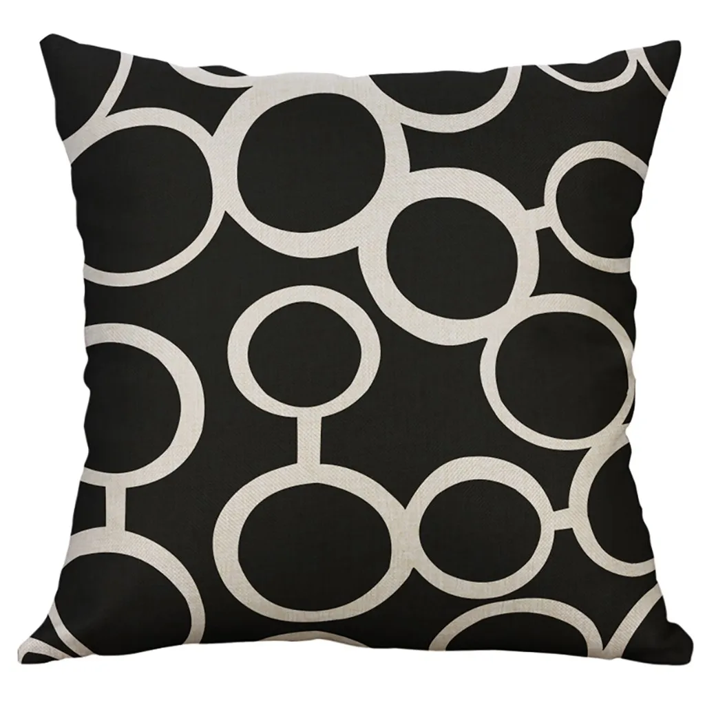 

KXAAXS 2019 pillow case black and white square pillow case for christmas ornaments Simple Linen Creative Lovely Pillow Cover#y45