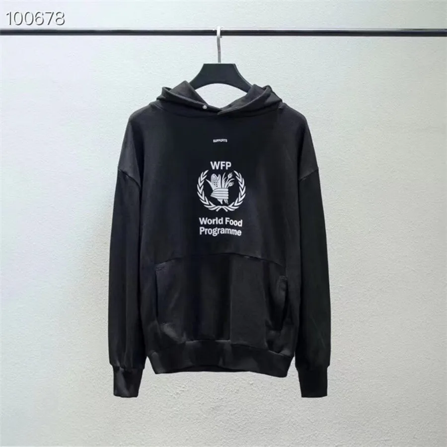 

World Food Programme 1:1 High Quality Crane Black Sweatshirts Streetwear World Food Programme Pullovers