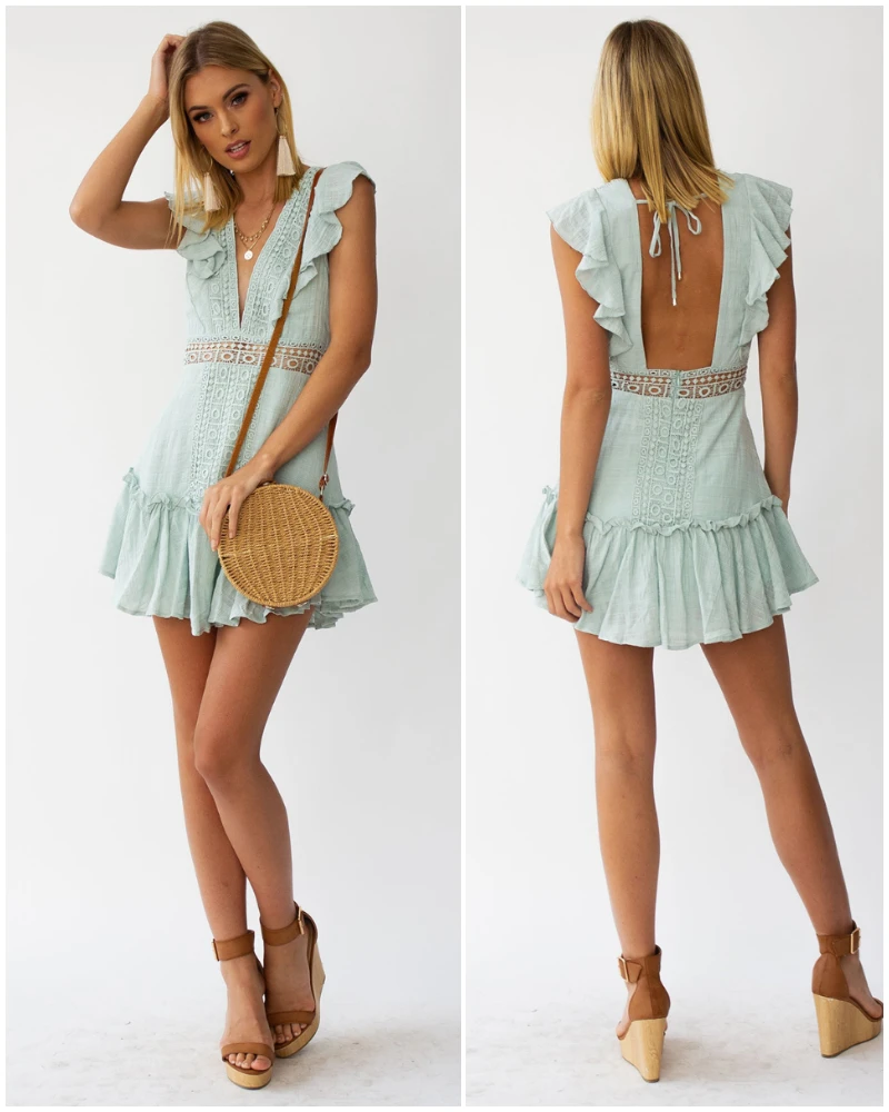 Forefair Summer Dress Ruffle Hollow Out (14)