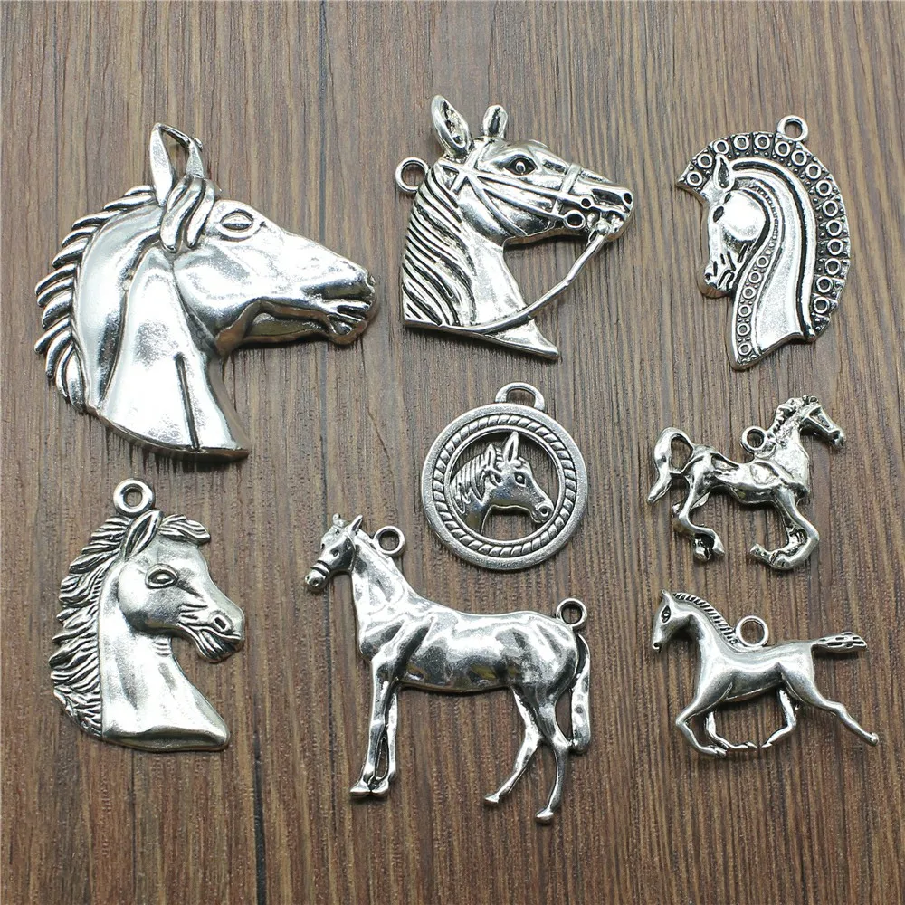 

3pcs/lot Charms Horse Antique Silver Color Horse Head Charms Pendant Jewelry Big Horse Charms For Jewelry Making