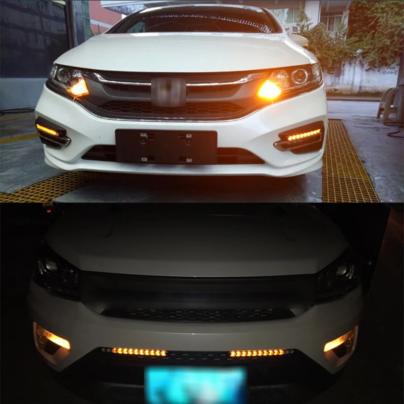 1 комплект светодиодный противотуманный фонарь NWIEV DRL с желтым рулем для Peugeot 307 206