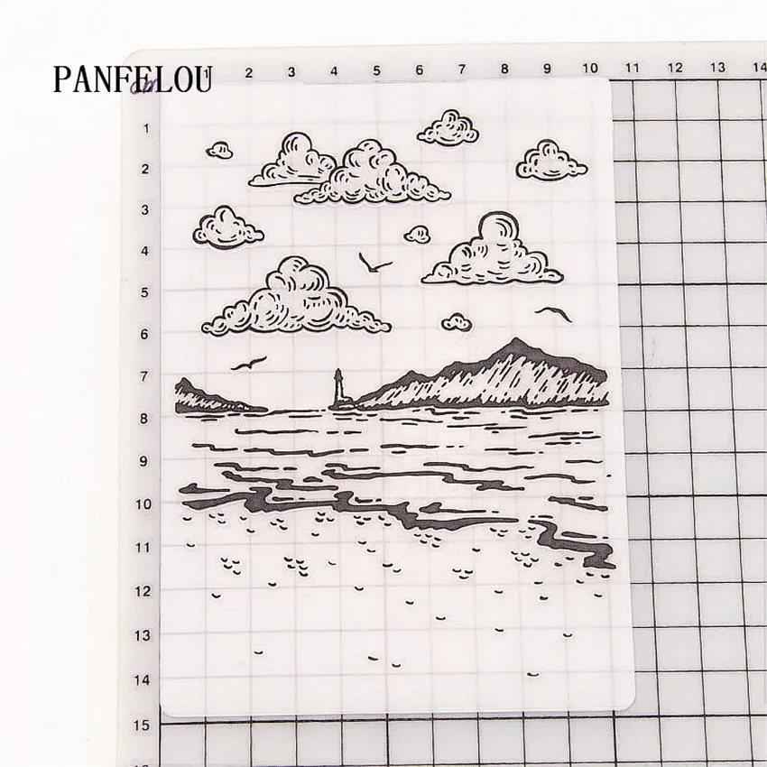 PANFELOU побережье пляжа папки для Тиснения пластиковые для скрапбукинга DIY шаблон помадка торт фотоальбом открыток