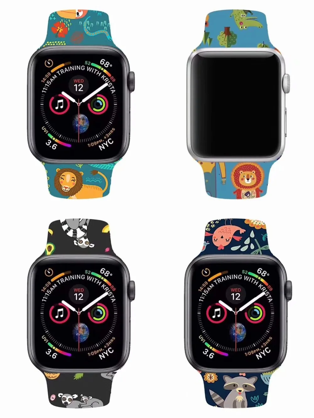 Спортивный силиконовый ремешок YUKIRIN для Apple Watch, ремешок, чехол 38, 42, 40, 44 мм, iwatch series 5, 4, 3, 2, 1, браслет с цветочным узором