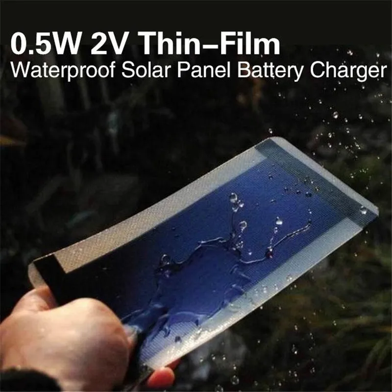 0,5 Вт 2 в тонкая пленка, Гибкая солнечная панель, ячейка и палка, зарядное устройство, водонепроницаемый,, Прямая поставка