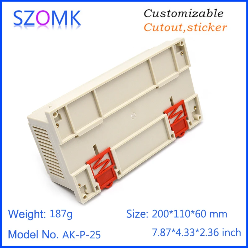 1 шт. 200*110*60 мм szomk рейка din Пластиковый корпус для электроники распределительная коробка abs PLC пластиковая рейка коробка для печатной платы