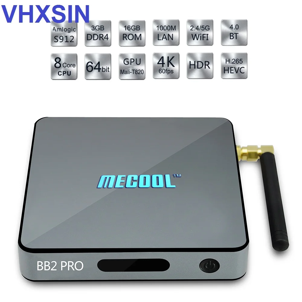 ТВ приставка MECOOL BB2 Pro Android 6 0 Восьмиядерный процессор Amlogic S912 64 бит 3G/16G Smart TV Box Bt 4 Wi