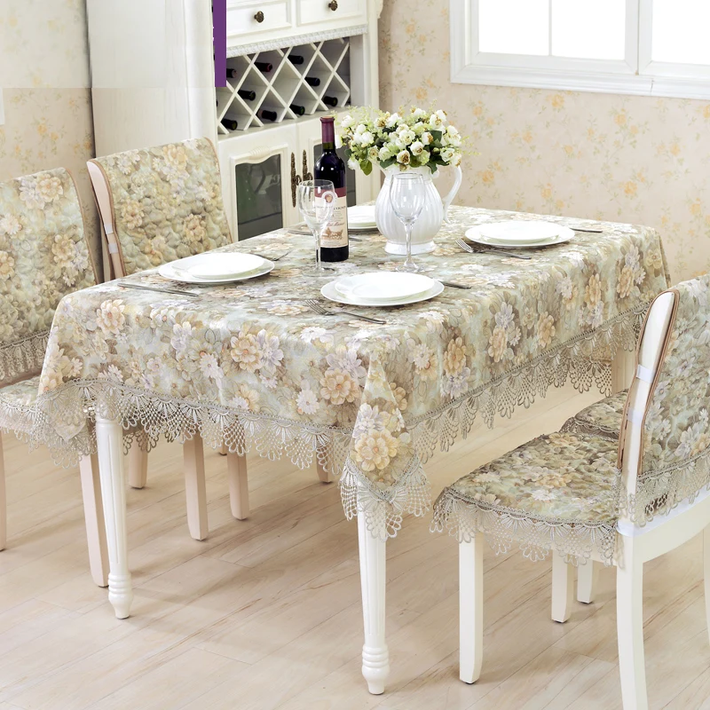 

65 - 220cm x 65 - 230cm Table Cloth Square Rectangle Round Tablecloth TV Cover Lace Chair Decorative Set Green 17 Sizes