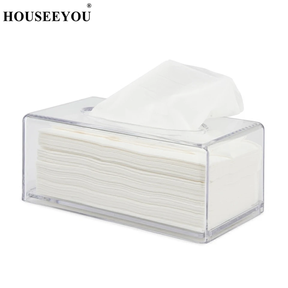 Houseeyou Acrylic Tissue Boxes Paper Holder Napkins Dispenser Clear