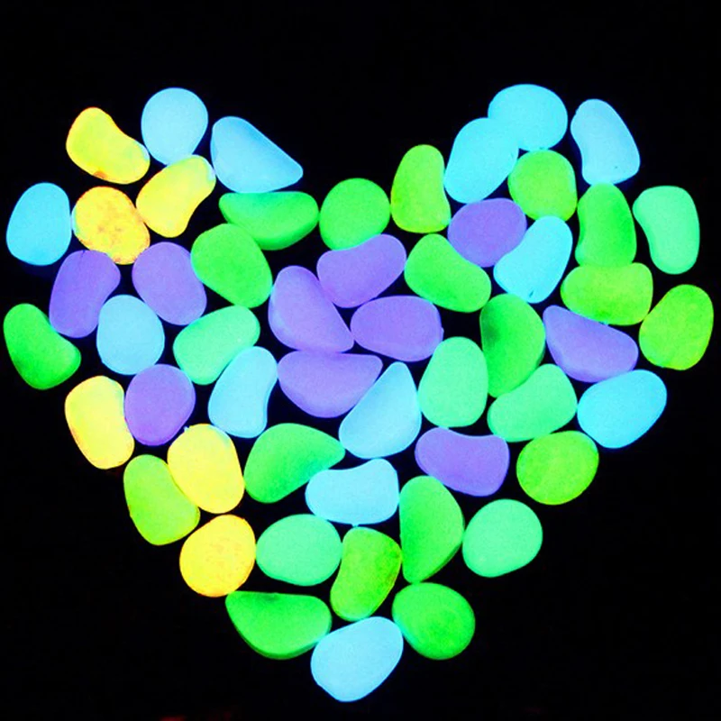 JX-LCLYL 100Pcs Glow in the Dark Pebbles Home Garden Walkway Aquarium Fish Tank Stone