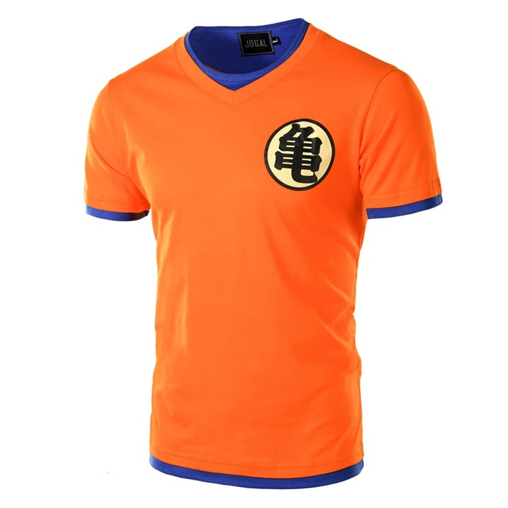 

Men's cotton V-neck t shirt fashion casual Dragon Ball Z Goku print Harajuku turtle immortal pattern fun fake two short sleeves