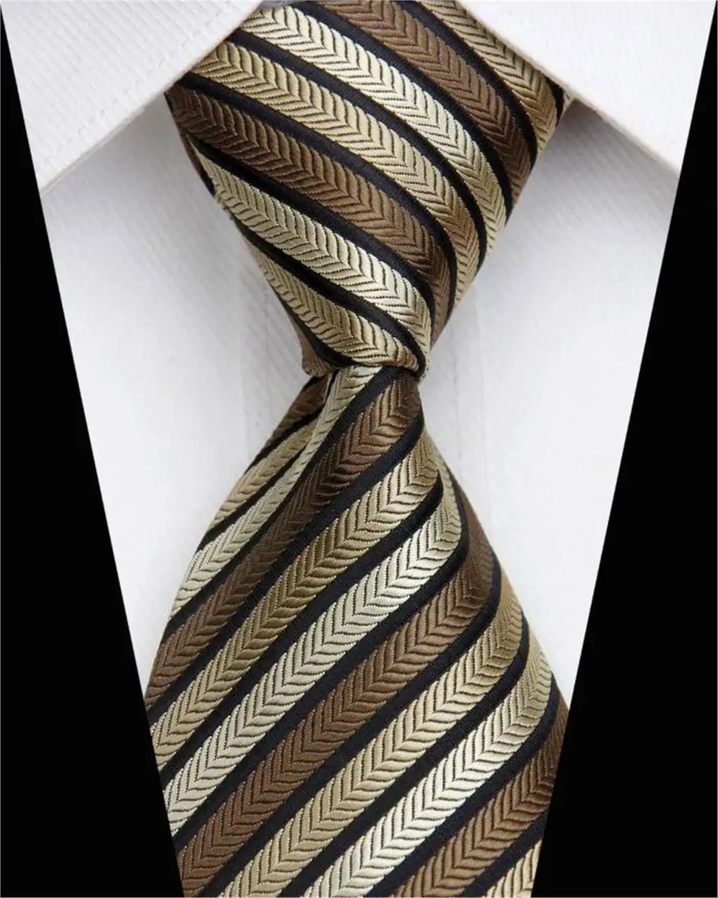 Suit Tie for Men 100 Silk Necktie Business Accessories Brown Yellow
