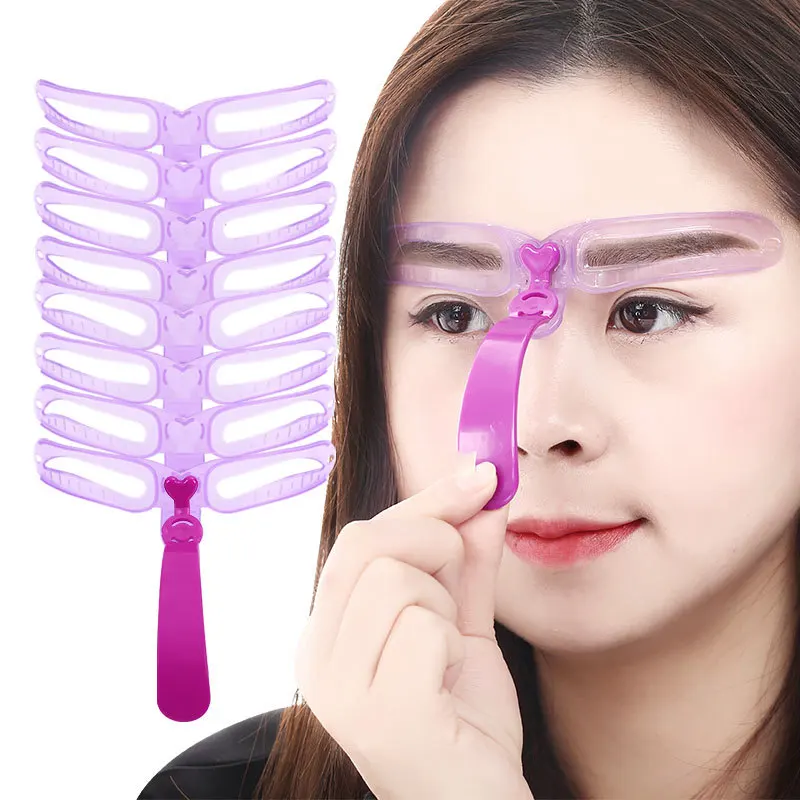 Reusable 8 in1 Eyebrow Shaping Template Helper Eyebrow Stencils Kit Grooming Card Eyebrow Defining Makeup Tools CE031