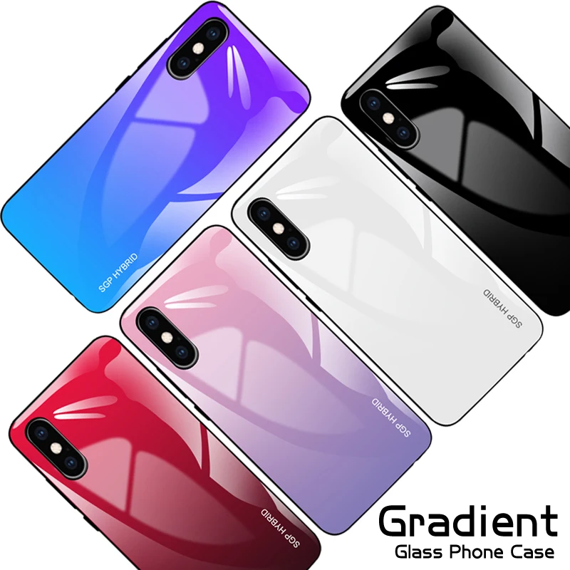 

Gradient Tempered Glass Case For iPhone X XS Max XR Cover Soft TPU Edge Silicone Coque for iPhone 6 6s 7 8 Plus 11 Pro Max Case