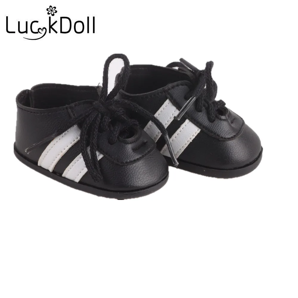 Luckdoll إكسسوارات دمي الأسود أحذية رياضية كاجوال صالح 18 \