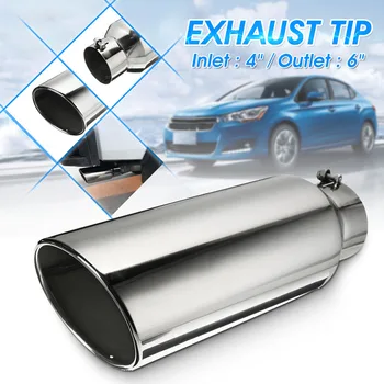 

101-152cm Car Exhaust Muffler Pipe Exhaust Tip Tail Tube 4'' Inlet 6'' Outlet Stainless Steel