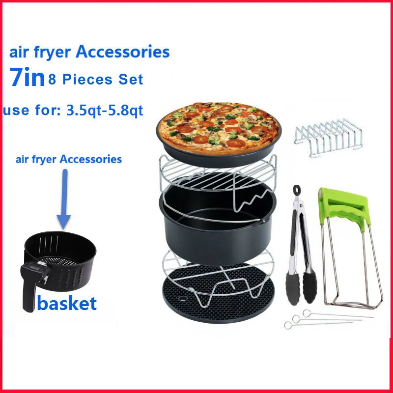 Electric Deep Fryer Parts Air Fryer Accessories 7in Inch 8 Pieces Set