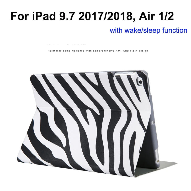 

New Arrival Case Cover for iPad 9.7 2017/2018 Tablets Sleeve for iPad Air 1/2 Case PU Leather Leopard Print Wake up/Sleep+gifts