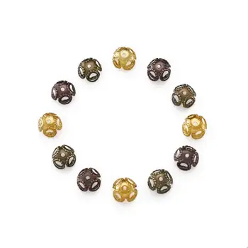 

500pcs/color 8x5mm Iron Bead Caps 4-Petal Bead End Cap for jewelry DIY making findings,Nickel Free,3 Color Mix F60