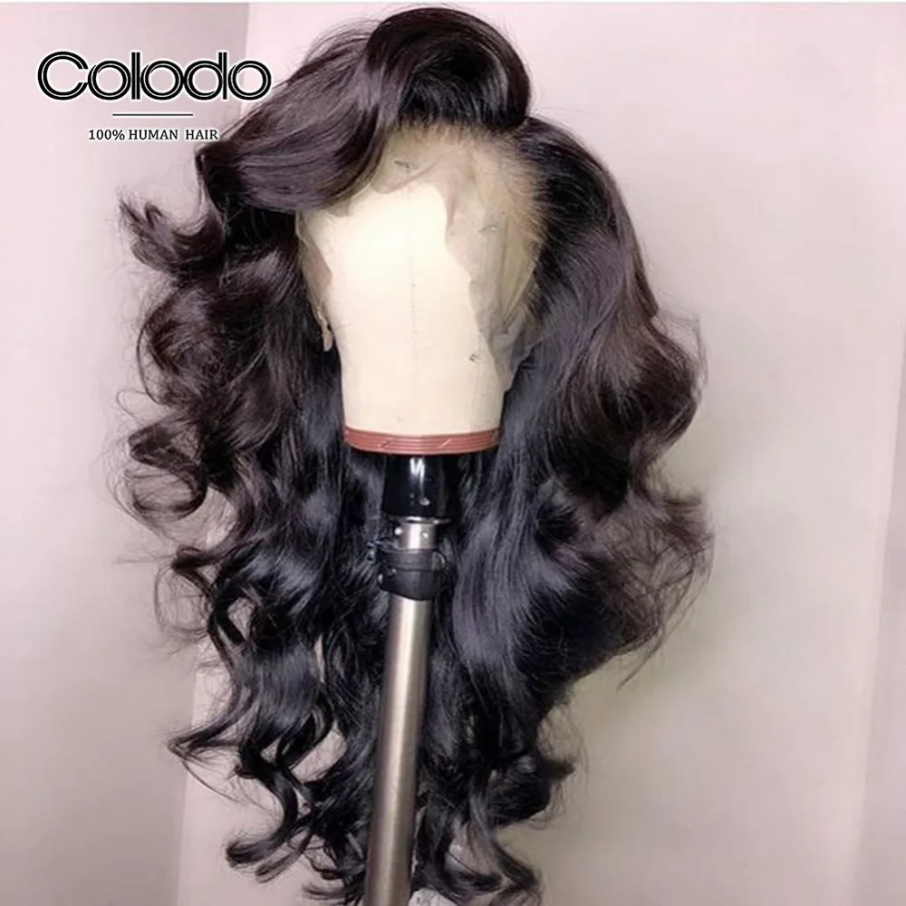COLODO объемный волнистый парик для женщин предварительно выщипанные волосы 8-24 дюймов бразильские волосы remy отбеленные узлы полностью кружевные человеческие волосы парики